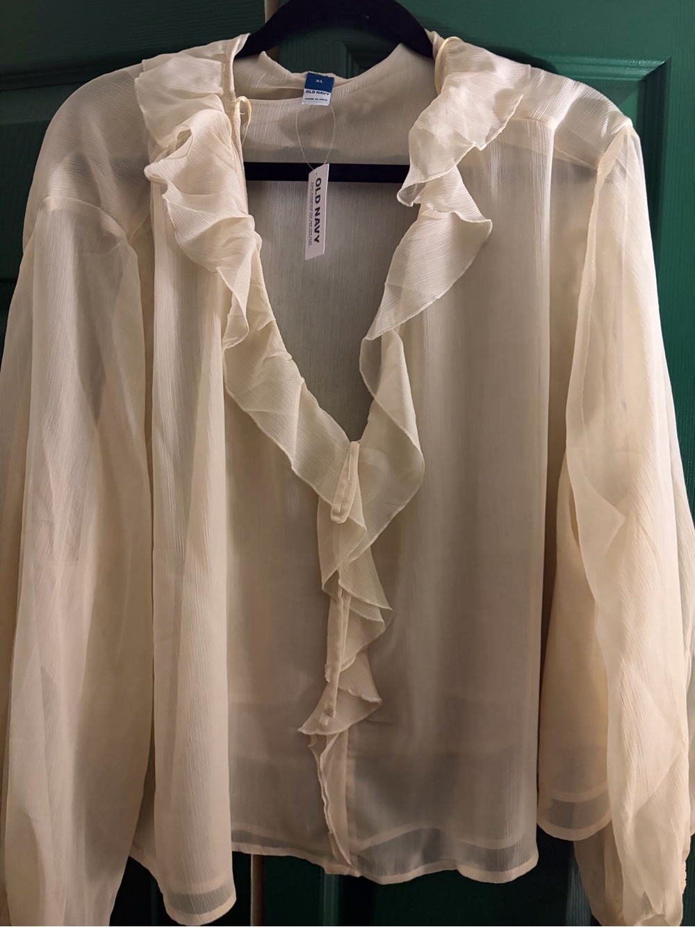 Old Navy Ivory Ruffle V-Neck Blouse